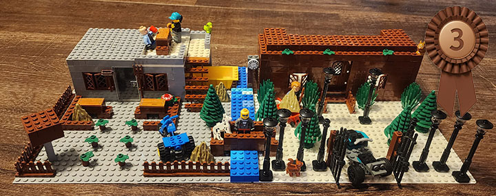 cozy cafe built out of Lego with 3rd place ribbon