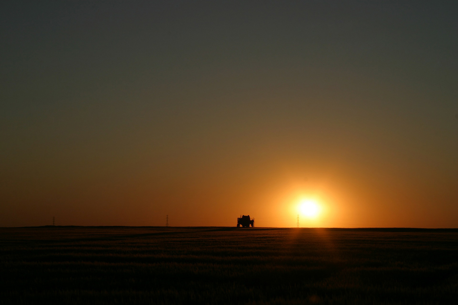Tractor at sunset