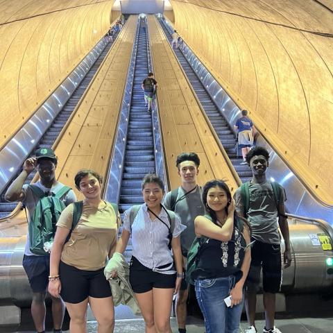 Youth gather on a trip